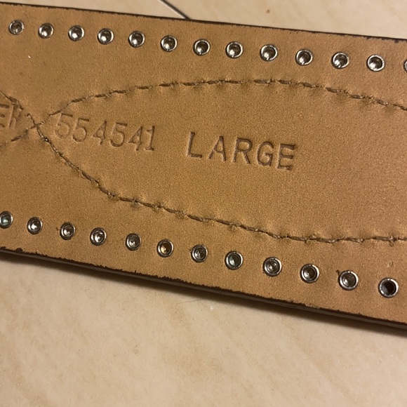 Michael Kors LG brown leather silver studded 42”belt - Picture 7 of 8